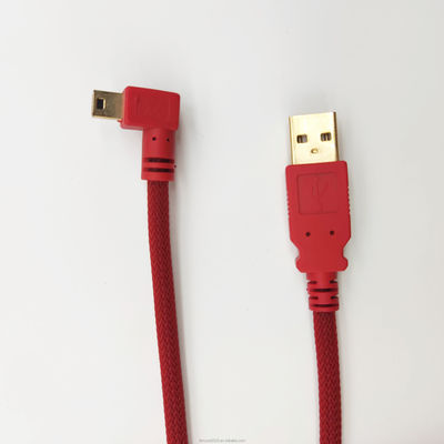 قرمز سفارشی USB 2.0 USB یک مرد به زاویه راست کابل USB کوچک شارژ سریع
